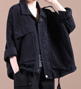 Black A-line Short Women Casual Parka Plus Size Fall Coat Jacket JT200945