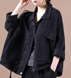 Black A-line Short Women Casual Parka Plus Size Fall Coat Jacket JT200945