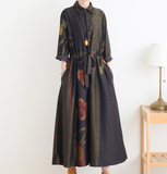Print  Loose Fall Women Coat Long Sleeve Women Waist Trench Coat S90921