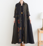Print  Loose Fall Women Coat Long Sleeve Women Waist Trench Coat S90921