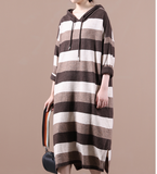 Knit Fall Loose Long Sleeve Women Dresses Stripe Casual Women Dresses SSM97215