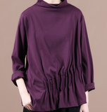 Purple Fall Women Cotton Tops Women Blouse H9506RED