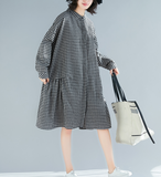 Gray Checked Skirts Dresses Loose Fall Dresses Casual Women Dresses SSM97213