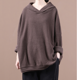 Hooded Loose Fall Women Cotton Tops Women Blouse H9506RED