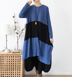 Patchwork Irregular Knit Long Sleeve Women Dresses Casual Women Dresses SSM97215