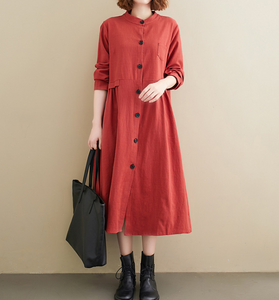 Red Dresses Loose Fall Dresses Casual Women Dresses ZRL97213