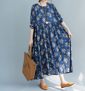 Blue Floral Long Sleeve Women Dresses Casual Women Dresses SSM97215 – SimpleLinenLife Blue Floral Long Sleeve Women Dresses Casual Women Dresses SSM97215 – SimpleLinenLife