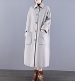 Long Double Face Cashmere Coat Handmade Long Warm Long Women Wool Coat Jacket