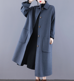 Long Double Face Cashmere Coat Handmade Long Warm Long Women Wool Coat Jacket