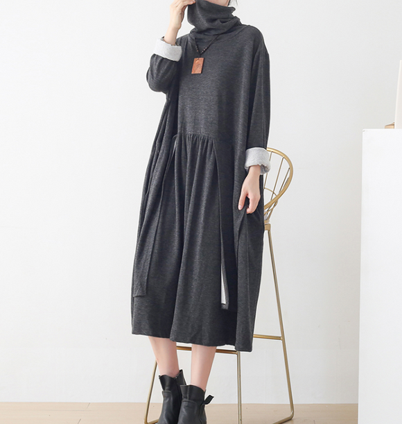 Cotton High Collar Autumn Women Dresses Casual Women DressesSSM97219 – SimpleLinenLife