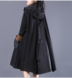 Patchwork Autumn A-line Long Women Casual Hooded Parka Plus Size Coat Jacket JT201002