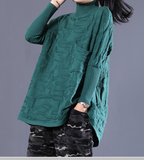 Green A-Line Hooded Loose Fall Women Cotton Tops Women Blouse H9506RED