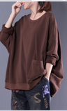 Coffee A-Line Loose Fall Women Cotton Tops Women Blouse H9506RED