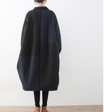 Stripe Autumn Wool Long Women Casual Plus Size Coat Jacket JT201002