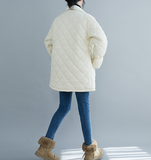 Women Spring Casual Padded Coat Loose Hooded Parka Plus Size Short Coat Jacket