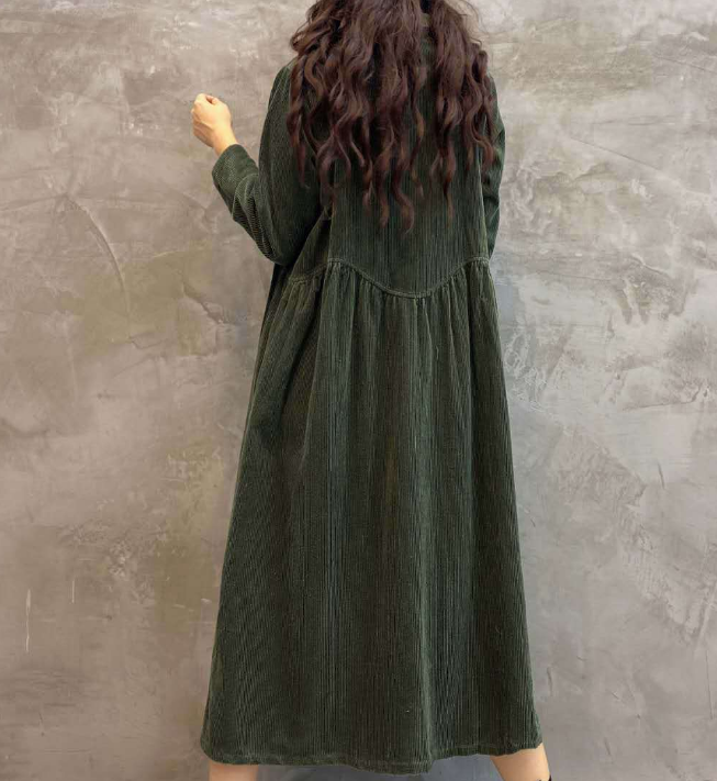 Green Buttons Dresses Loose Winter Autumn Dresses Casual Women Dresses – SimpleLinenLife Green Buttons Dresses Loose Winter Autumn Dresses Casual Women Dresses – SimpleLinenLife