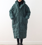 Long Hooded Puffer Coat Loose Winter Women Down Jacket 8108