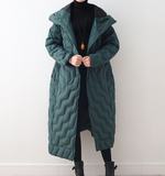 Green Hooded Loose Long Irregular Winter Women Down Jacket AMT1008