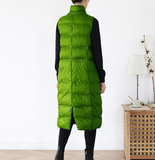 Stand Collar Puffer Coat Long Vest Winter Women Down Jacket 1008