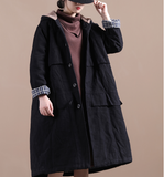 Winter Women Casual  Coat Loose Hooded Plus Size Long Coat Jacket