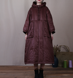 Loose Casual Puffer Coat,Long Hooded Winter Women 90 Duck Down Jacket 5563