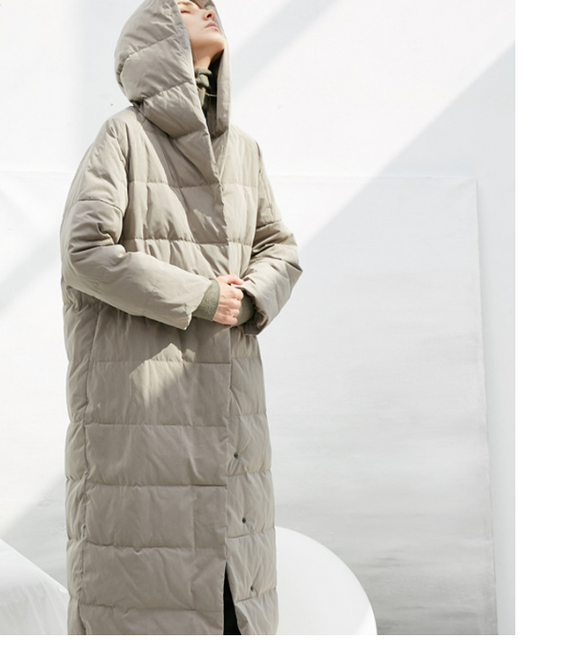 Loose Casual Long Hooded Winter Women Down Jacket/2233
