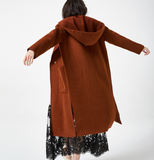Hooded Cashmere Coat Handmade Long Warm Long Women Wool Coat Jacket