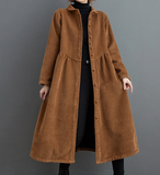 Corduroy Winter Autumn Women Casual Coat Loose Long Trench Coat Jacket