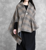 Plaid Women Winter Irregular Women Wool Coat Jacket Cloak