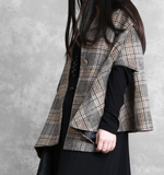 Plaid Women Winter Irregular Women Wool Coat Jacket Cloak
