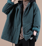 Women Fall Winter Casual Coat Loose Hooded Parka Short Coat Jacket