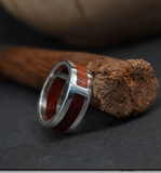 Men's Unique Wedding Wooden Ring Silver Engagement Ring Bands Handcraft Gift Custom Made