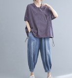 Plaid Women Casual Blouse Cotton Linen Shirts Tops DZA200964