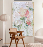 Pink large Abstract Oil Painting Original art Wall Decor, Flower Leaf painting, Modern artwork original painting on canvas