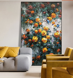 large Abstract Oil Painting Original art Wall Decor, Flower Leaf painting, Modern artwork original painting on canvas