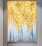 Abstract Yellow Trees  Large Oil Painting, Custom painting, Canvas Modern artwork original painting