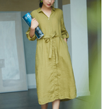 SimpleLinenLife™️Casual Summer Linen Women Buttons Dresses SJ97215