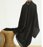 Black Loose light Ramie Shirts Long Sleeve Women Linen Blouse 64707