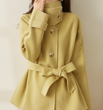 High Collar Women Coat Wool Coat Jacket Cashmere Double Face Winter Coat With Buttons 5231