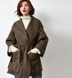 Women Winter Large Collar Double Face Women Wool Coat Jacket 2233