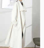 Large Collar Women Wool Coat Long Double Face Wool Coat Jacket 0989
