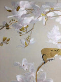 Vintage Wall artwork Chinoiserie painted on Silk Embroidery Wall Decal
