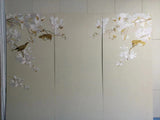 Vintage Wall artwork Chinoiserie painted on Silk Embroidery Wall Decal