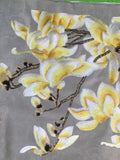Yellow Wall artwork Chinoiserie Flower painted on Silk Embroidery Wall Decal