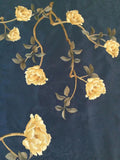 Blue Wall artwork Chinoiserie Flower painted on Silk Embroidery Wall Decal