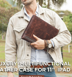 Men's Leather Portfolio iPad Pro 11 Padfolio,Personalized Notepad Holder, Business Briefcase, Gift