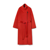 High Collar Wool Coat,Long Warm Women Wool Coat Jacket 0012