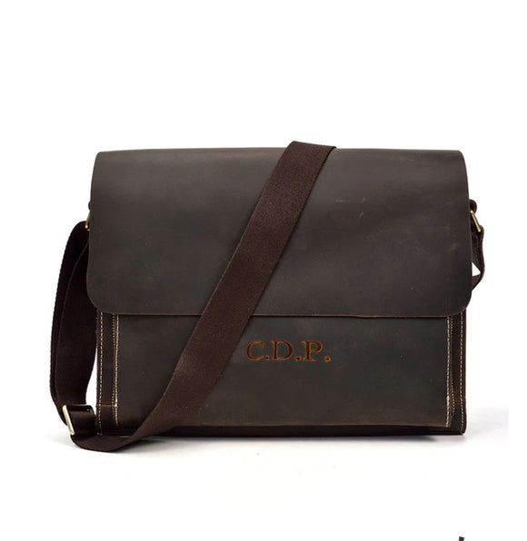 Men Leather Messenger Bag Shoulder Bag Crossbody Bag Leather Portfolio Laptop Bag, Gift for him .8467