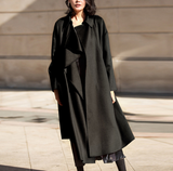 Long Wool Coat Warm Women woolen Coat 3352