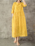 yellow women cotton linen dresses